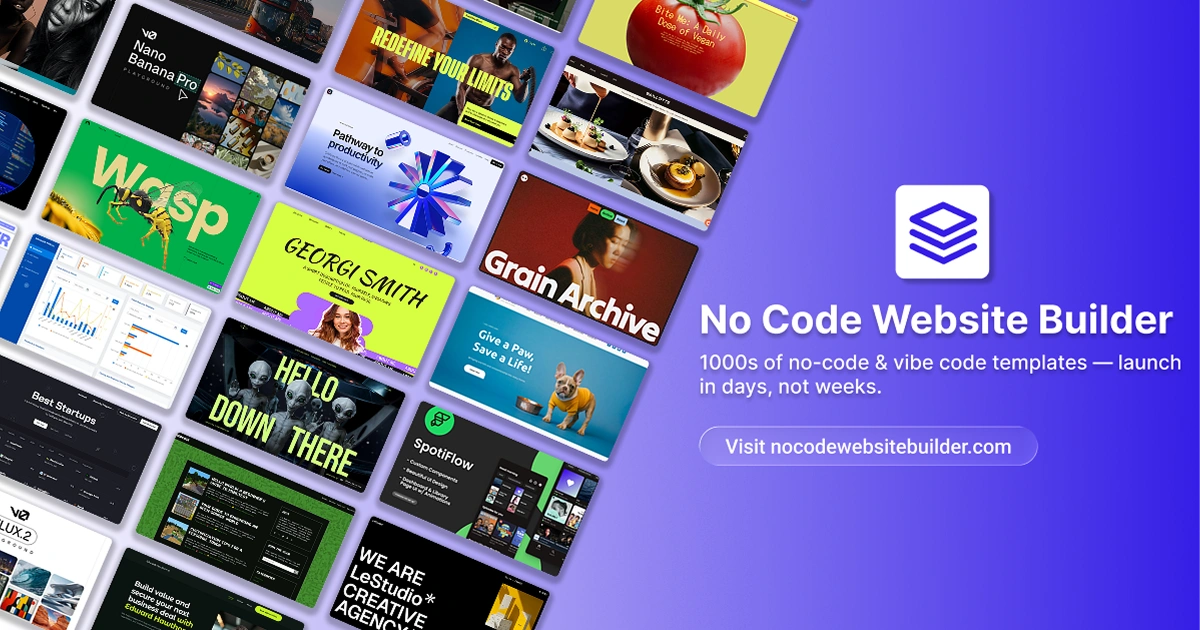 No-Code & Vibe Code Templates | No Code Website Builder